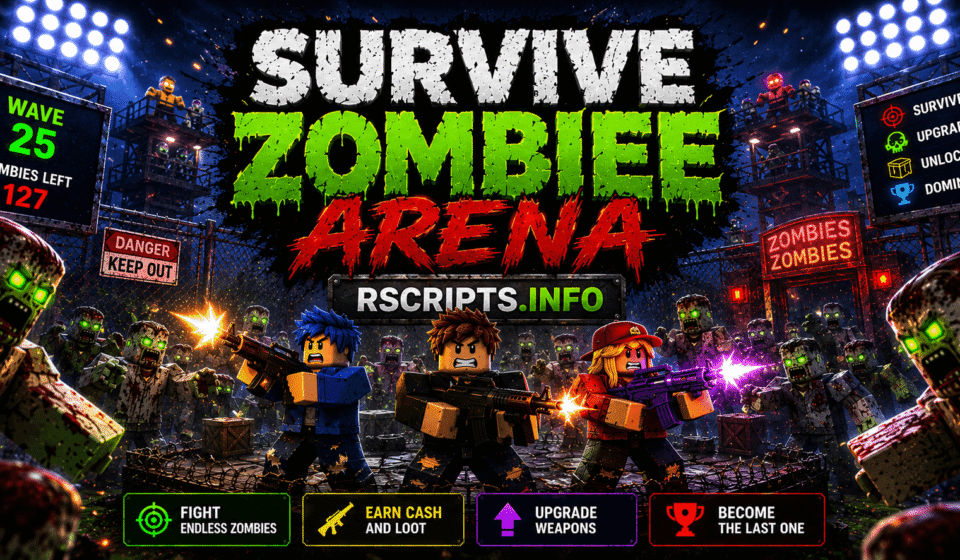 Top 2 Survive Zombie Arena Script (2026) – Auto Farm, Kill Aura, Speed & OP Feature