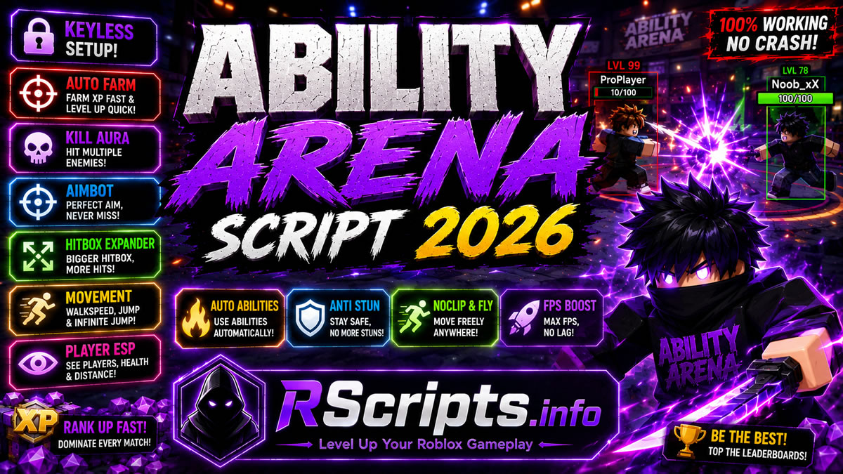 Ability Arena Script 2026 Auto Farm, Kill Aura, Hitbox Expander