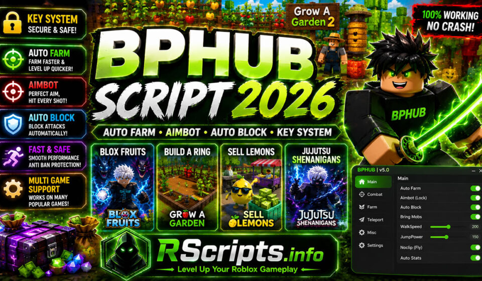 Best BPHUB Script 2026, Auto Farm, Aimbot, Auto Block, Key System Grow a Garden 2 Script Auto Farm, Auto Sell, Axon Hub