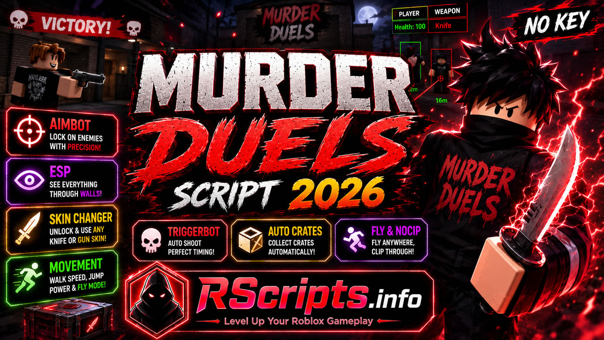 Murder Duels Script 2026, Aimbot, ESP, Skin Changer, No Key
