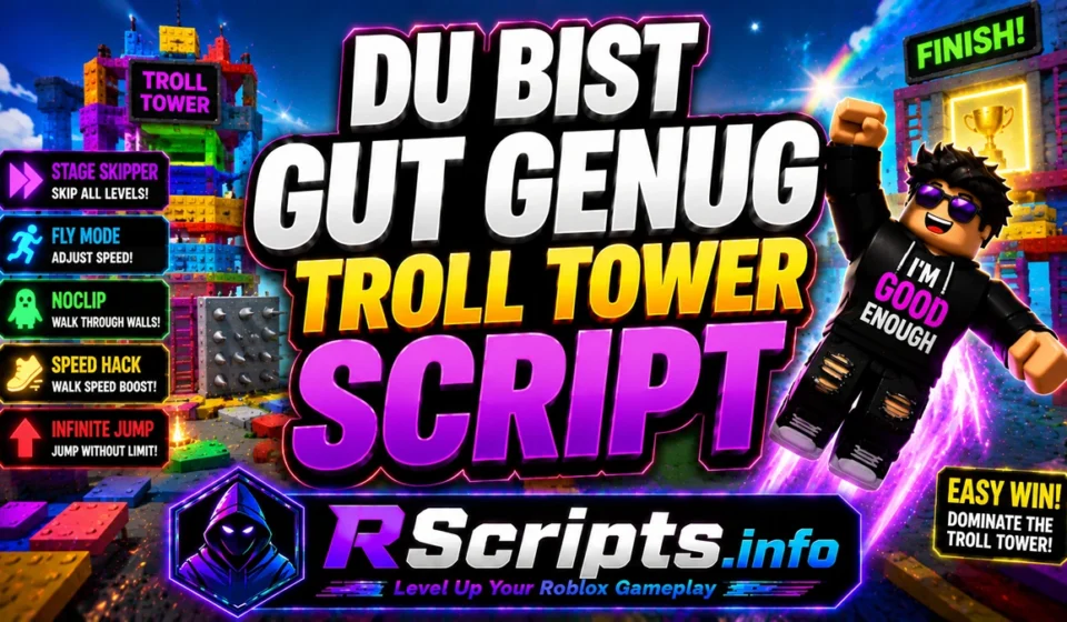 Top DU BIST GUT GENUG Troll Tower Script 2026, Stage Skipper, Fly Top DU BIST GUT GENUG Troll Tower Script 2026, Stage Skipper, Fly