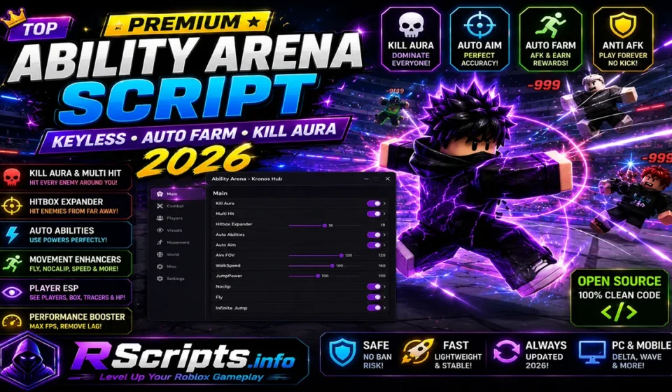 Top Premium Ability Arena Script, Keyless, Auto Farm, Kill Aura