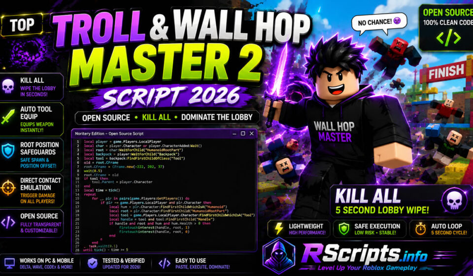 Top Troll and Wall Hop Master 2 Script 2026 Kill All, Open Source Top Troll and Wall Hop Master 2 Script 2026 Kill All, Open Source