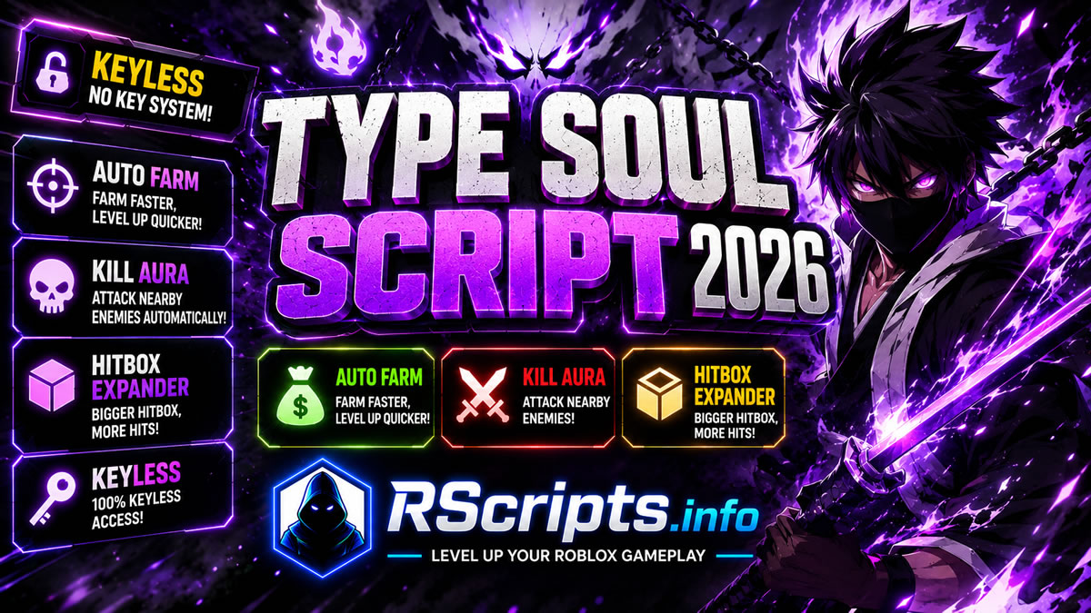 Type Soul Script 2026, Auto Farm, Kill Aura, Hitbox Expander, Keyless
